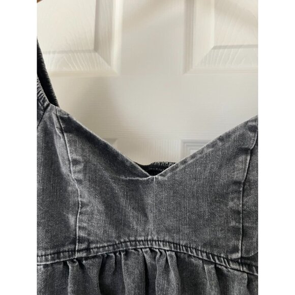 Shein Black Washed Puff Sleeve Mini Dress Square Neck Cottagecore Y2K XS - Picture 3 of 5